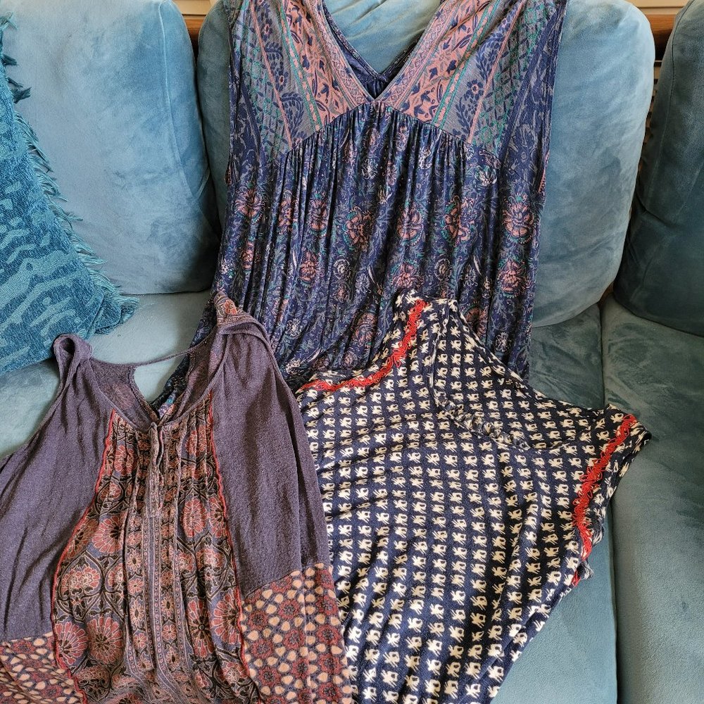 LUCKY BRAND Tank Top Bundle 3 Navy / Blue Sleeveless COMFIE & Cute Tops XL